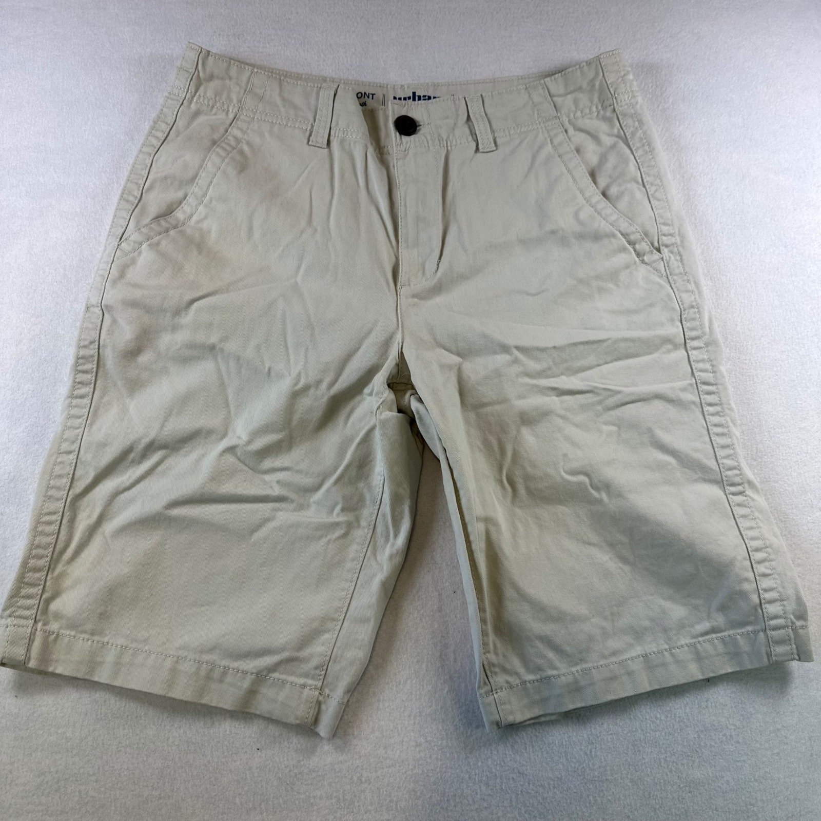 Urban Pipeline Mens Khaki Tan Flat Front Chino Shorts Size 32 Cotton Classic Fit